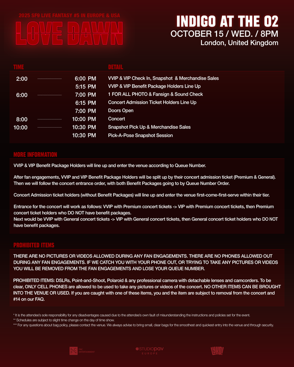 SF9 - LONDON - VVIP BENEFIT PACKAGE